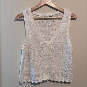 A+F white button up crochet vest